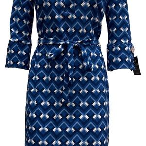 Mlle Gabrielle Navy and White Zigzag Dress